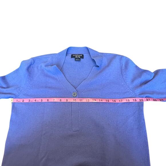 Peck & Peck Luxury 100% Cashmere Periwinkle Collared V-Neck Sweater Women’s L - Picture 6 of 6